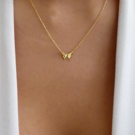 Xmsrn Vintage Butterfly Pendant Necklace Metal Butterfly Choker Necklace Tiny Butterfly Necklace Statement Choker Necklace Minimal Choker Necklace for Women