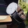 WOCCI 22mm Luxury Leather Watch Strap with Golden Buckle (Black)