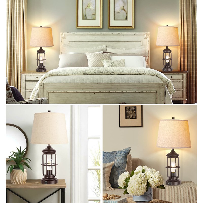 QiMH Table Lamp Set of 2 with USB Ports, Touch