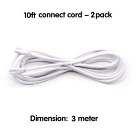T5 T8 Extension Cords, 10 ft 3 Meter Connector Cord, 3-Prong Extended Power Cable for Integrated LED Tube Light, Single LED Shop Garage Light Fixture, Under Cabinet Lights Pack of 2