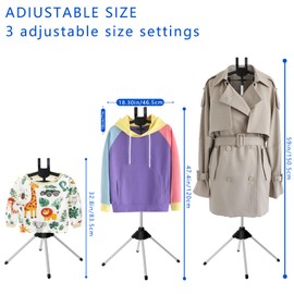 33-63 Inch Adjustable T Shirt Display Adult for Vendors Metal T Shirt Display Stand Height Adjustable Shirts Rack Portable Hanging Clothes Displays for T-Shirts Clothing Dress Garment Coat Retail