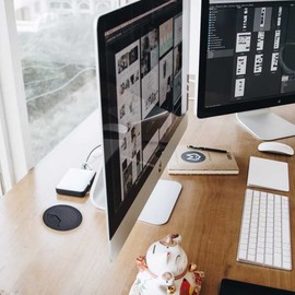 4Pcs Desk Cable Wire Grommet, 60mm(2.36inch) Black Desk Grommet Cord Cable, Desk Table Grommet Cable Tidies for Home and Office Table Surface Port Hole Covers (60mm)