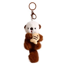 Plush Keychain Otter Charm for Women Teens & Animal Lovers | for Handbags Purses Backpacks & Car Keys | Birthday Gift (Brown)
