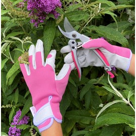 Ladies Garden Secateurs - Lightweight Super-Strong Pruners - 7" for Small Hands & 8" for Medium - Large Hands - Perfect ladies Gardening Gift - (8", Pink)