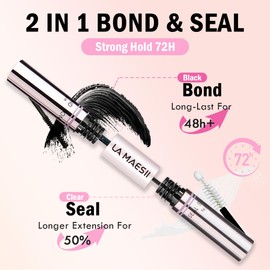 Lash Bond and Seal Waterproof, Cluster Lash Glue Bond and Seal Lash Glue, Strong Hold 72h for Eyelash Clusters, Latex Free Sensitive Eyes Available 10ML (Pack of 2)