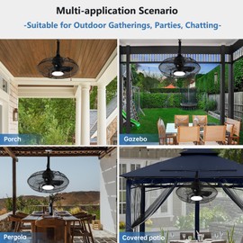 Black Outdoor Ceiling Fans with Light Remote Control Plug in Fan for Patio