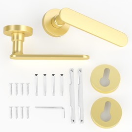 Amerdeco Door Handle Set Aluminium Alloy Gold Door Handle Interior Doors Door Handle Set Door Fitting Door Handle Set Door Fitting Door Fitting Door Handle Set Room Doors UK0054