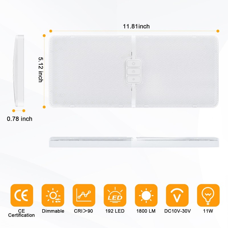 Kriogor Ceiling Lights 12V With Switch, 3 Color Modes, Dimmable