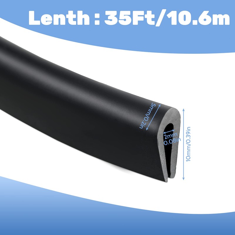 Rubber U Channel Edge Trim, Door Seal Strip, Fits Edge