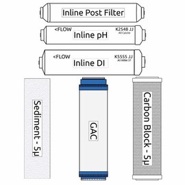 AFWFilters Deionization Kappa 7 Stage Reverse Osmosis Replacement Set DI line pH Filter (Formerly ROFK8), White