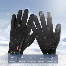 Aotlet Mens Gloves or Women Gloves Thermal Winter Christmas Cycling Gifts for men or women Waterproof Gloves Touch Screen Gloves Presents for him or her Warm Bike Accessories for Men or Ladies Black