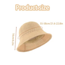 MUNSKT Women Crochet Mesh Bucket Bucket Hat Foldable Soft Lightweight Mesh Bucket Hat, khaki, Unit size