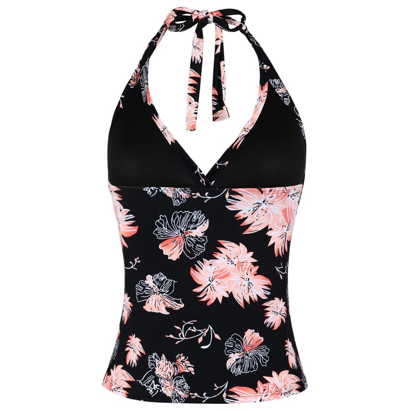Mycoco Top de natación halter para mujer, cuello en V,