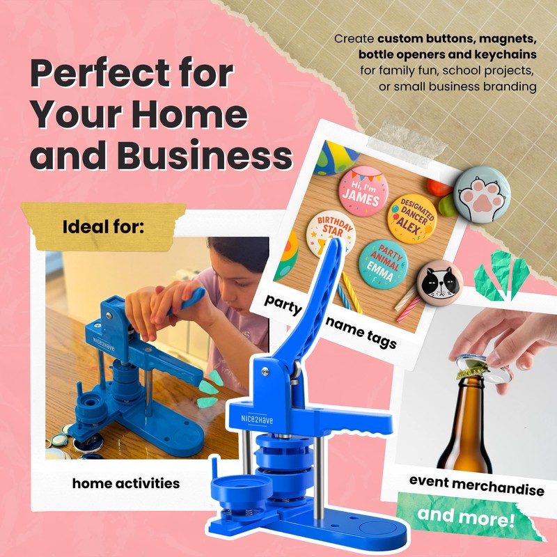 Button Maker Machine – Multiple Size Molds– Pin Maker Machine
