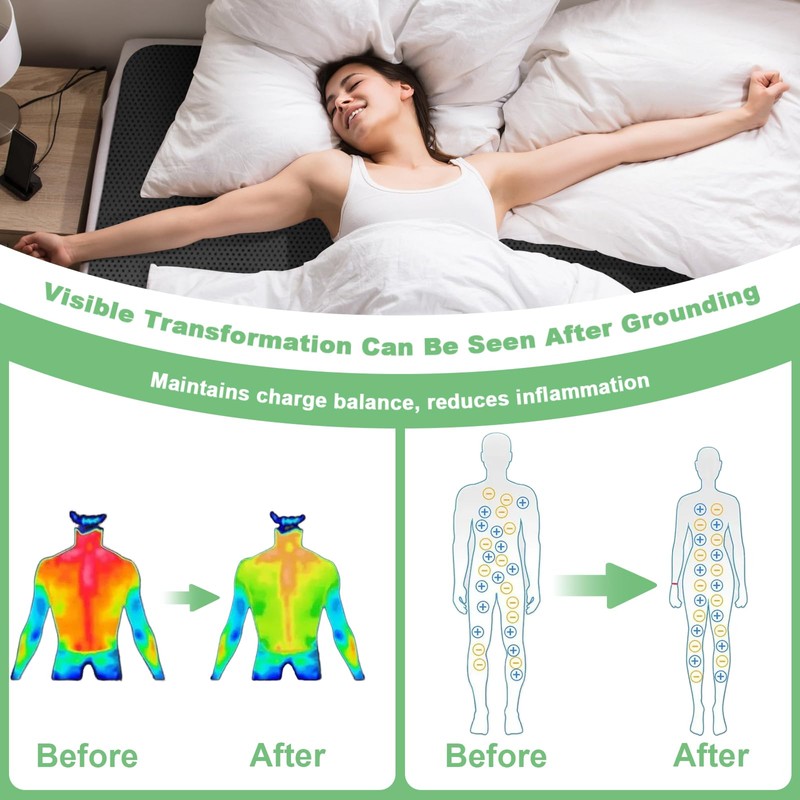 LAXVAPIU Grounding Mat for Bed Earth Connected Mat for Sleep
