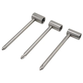 Soundspire 3-Pack Guitar Truss Rod Wrench Set, 6.35/7/8mm Short Shank Hex Keys with Cross Screwdriver for Guitar/Bass Neck Tight Space Adjustment (19mm Alloy Sleeve, Silver)