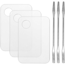 Paleta de maquillaje de acrílico para cosméticos, paleta de maquillaje transparente, paleta de maquillaje profesional con herramienta raspadora, 3 espátulas de metal, mezcla cosmética profesional,