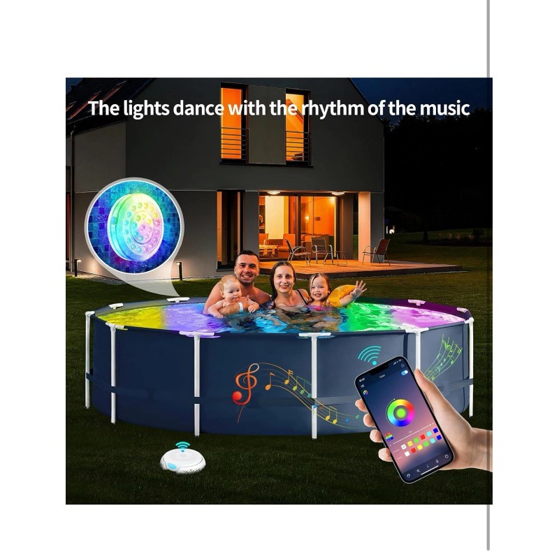 Homly Rechargeable Submersible Pool Lights with Wireless APP Control Waterpro...