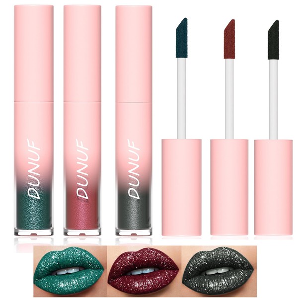3 Colors Diamond Glitter Metallic Lip Gloss Shimmer Liquid Lipstick