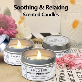 Jasmine Scented Candle Gifts for Women （2 Pack for Silver ） - 2 Oz - 15 Hour Burn Time Long Lasting Candle，All Natural, Soy Candles, Soothe