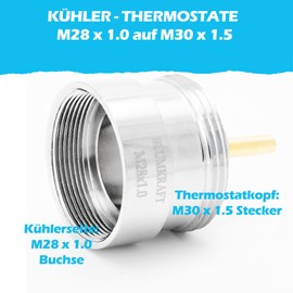 BLUMKRAFT Metal Adapter for Radiator M28 x1.0 - M30x1.5 Compatible with Vama, Orkli Thermostatic Valve M28-M30 M28F-M30M