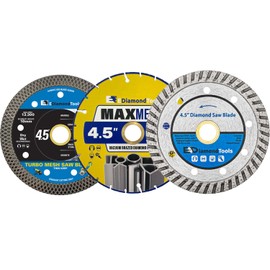 4.5" 3PC Variety Diamond Blade Pack for Metal, Concrete, Masonry, Porcelain and Stone, 7/8"-5/8" Non-Threaded Arbor