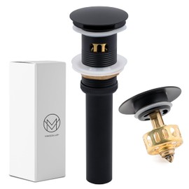 MAISON VIP - Matte Black O White Stainless Steel Bathroom Sink Drain Strainer with Pop-Up and Overflow