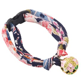 Necoichi Chirimen Temari Dynasty Cat Collar (Navy)