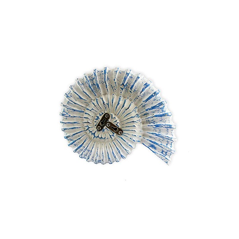 roro Handcarved Nautical Coastal Wood Nautilus Shell Wall Hanging, Blue