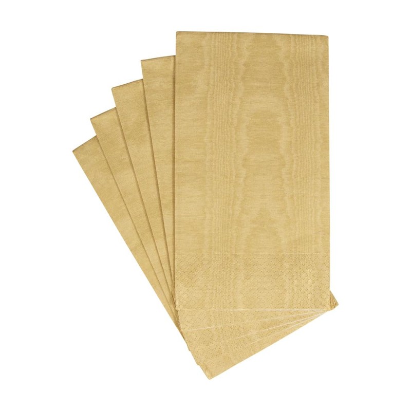 Caspari Moiré Paper Guest Towel Napkins in Gold - 15