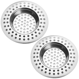Set of 2 Stainless Steel Sink Strainer Plug, Drain Protector for Kitchen, Bathroom, and Shower - Hair/Food Catcher (7.5cm Outer Diameter, 3.6cm Inner Diameter)