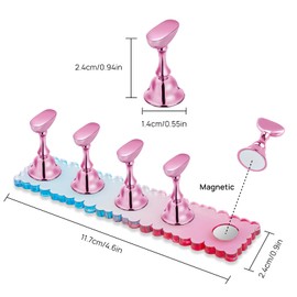 LADYING 2 Sets Nail Painting Practice Stand Acrylic Fake Nail Art Holder For Press Ons Magnetic Nail Display Design Tools Kit Accessories For Home DIY Beginner Salon Supplies（Gradient Purple）