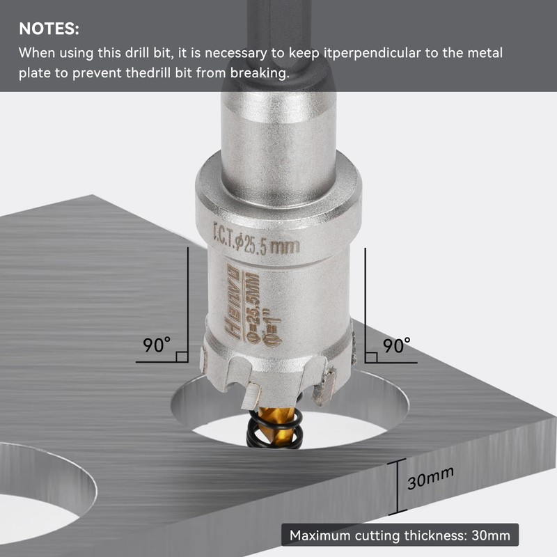 Henvo Hole Saw 3/4" (19mm) Heavy Duty Carbide with 2