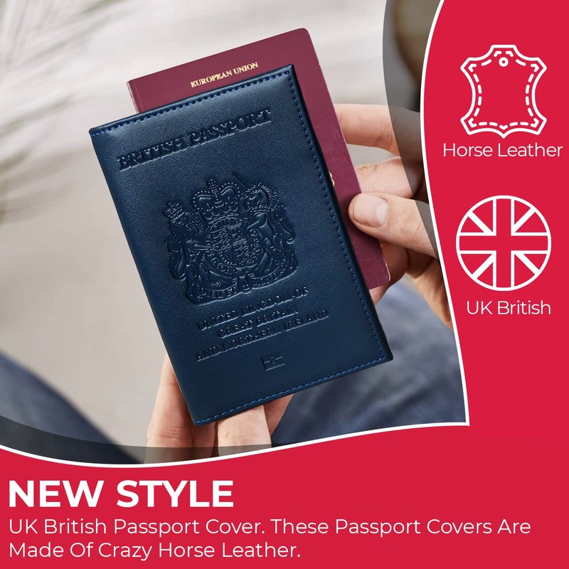 Moirento UK Leather Passport Cover - British RFID Blocking Holders