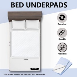 Platinum Care Pads Reusable Bed Underpad - Machine Washable & Dryable, Waterproof, Extra-absorbent, Personal Care & Hospital Rated Under Pad (Blue, 34x38)