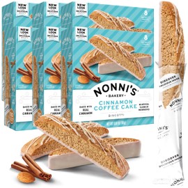 Nonni's Cinnamon Coffee Cake Biscotti Italian Cookies - 6 Boxes Italian Biscotti Almond Cookies w/Cinnamon Streusel Icing - Biscotti Individually Wrapped Cookies - Kosher Coffee Cookies - 6.88 oz