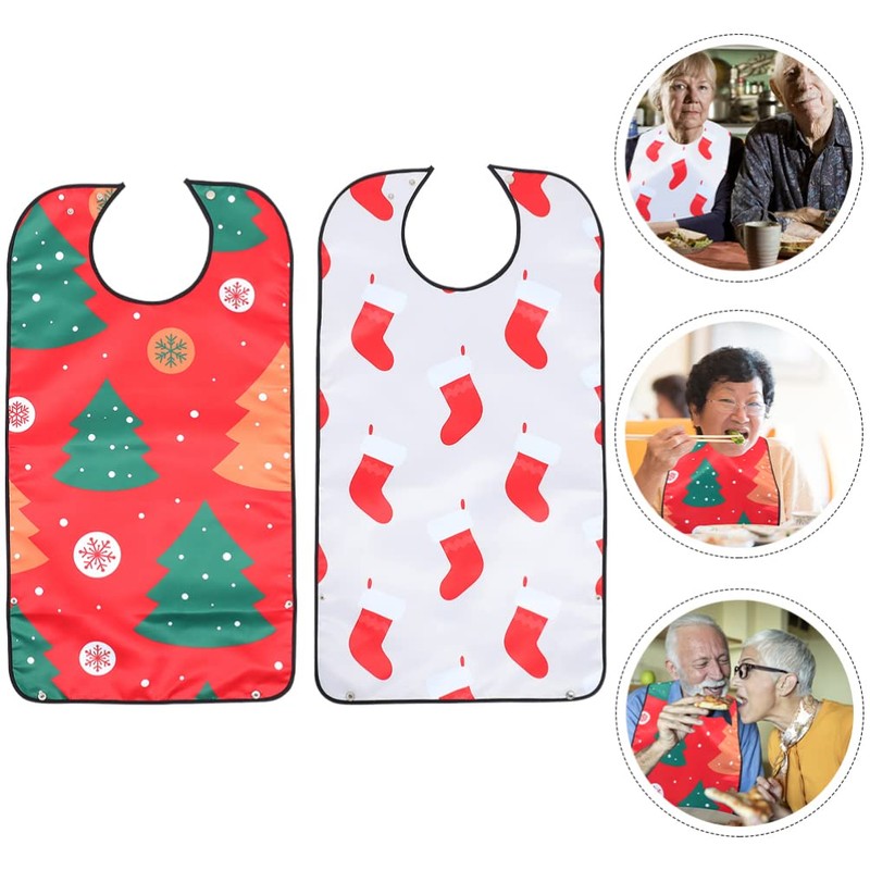 Ciieeo Christmas Themed Adult Bibs for Eating Washable Elderly Dinning