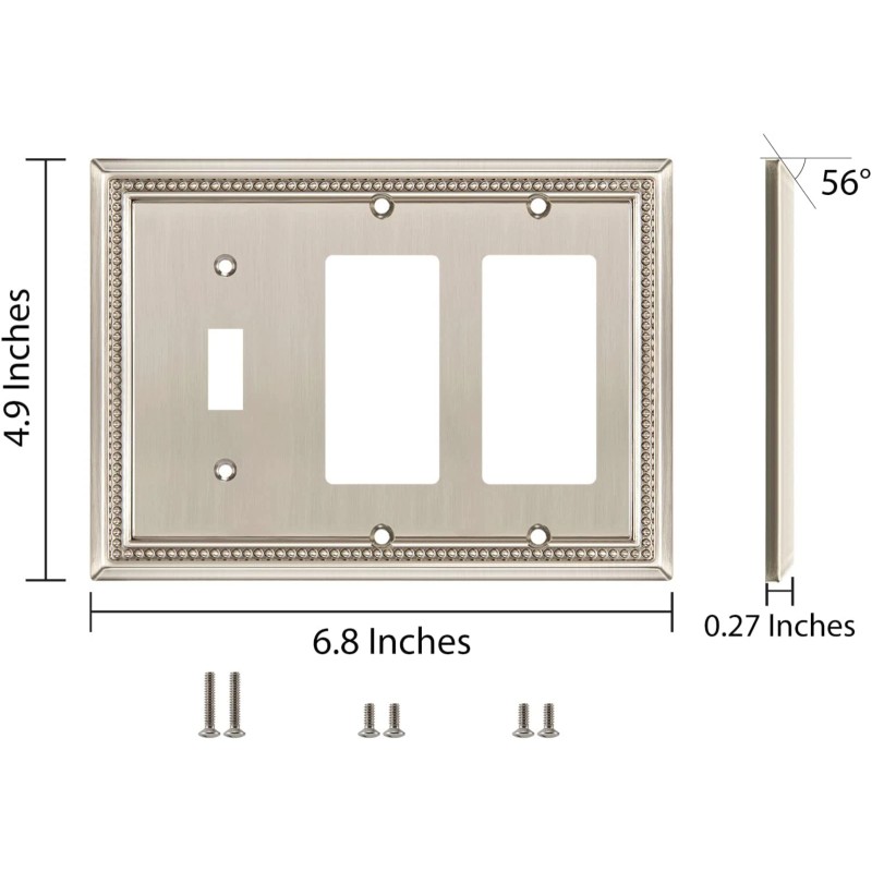Henne Bery Sunken Pearls Decorative Wall Plate Outlet Cover Satin