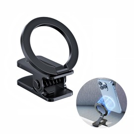 Antion Magnetic Smartphone Holder, Clip Type, Compatible with MagSafe, Velcro Included, Smartphone Stand, Foldable, In-Car Holder, Double Joint Adjustment, Mobile Stand, Tabletop, Car, Travel,