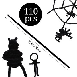 Veroave 110 PCS Black Pipe Cleaners - Bulk Art & Craft Pipe Cleaners Chenille Stem for Creative Home Decoration and Arts Crafts