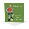 Female footballer birthday card by Erica Sturla, 15cm square, great