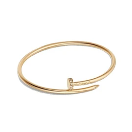 Nail Bracelet with Crystal Oval Design With Cubic Zirconia Love Nail Bangles For Women Girl(Color Gold, Yellow Gold)