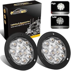 Partsam 2PCS 4" Waterproof Backup Reverse Light Flange Mount 12 LED Truck Trailer RV White