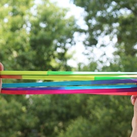 Bohrma Pack of 2 Rubber Twist Children for Bouncy Games, Bouncy Rubber 4 m Long 1 cm Wide Rubber Twist, Indoor and Outdoor Toy, Garden Games Children, Rainbow Band - Gift for Girls/Boys