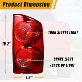 Boine Tail Light Compatible With 2007 2008 2009 Dodge Ram 1500 2500 3500 Driver and Passenger Side Red Lens Rear Light Brake Lamps Replaces 55277303AC, 55277302AC