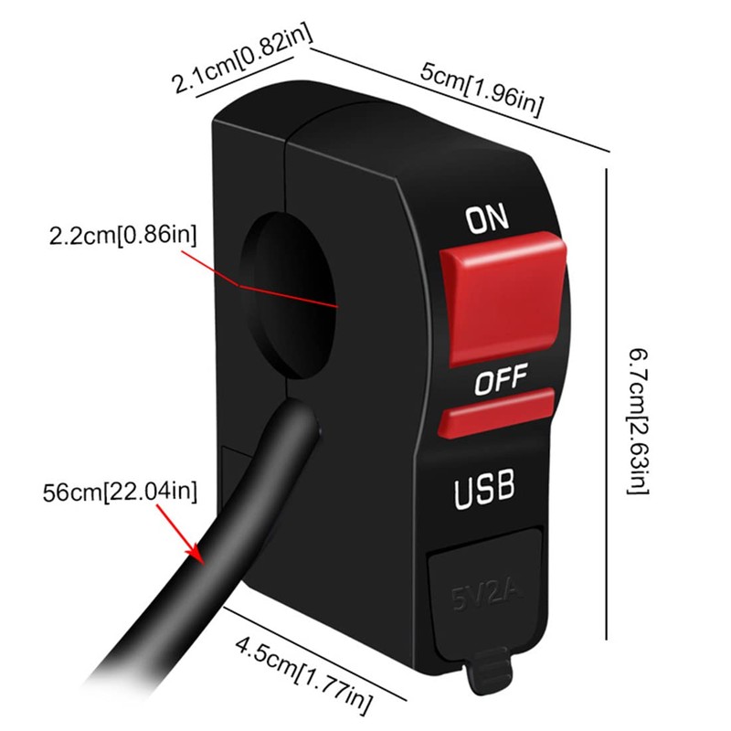 Eaglerich Bike Switch Motorcycle Handlebar Switch Motorcycle Headlight Switch USB