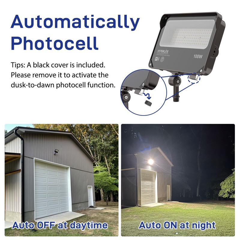 HYPERLITE LED Flood Light with Dusk to Dawn Photocell, 11000LM