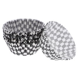 100pcs Cupcake Paper Cups Black and White Cupcake Liners Baking Cups Wraps Muffin Liners Checkerboard Cup Wraps Race Car Cupcake Liners Party Decorations