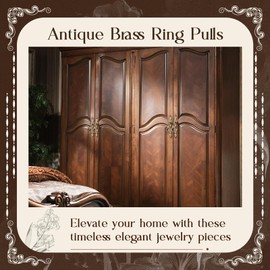 CcHhyyt Pack of 2 Vintage Brass Door Handle, Antique Cabinet Handle, Brass Handle for Wardrobe, Drawer, Chest of Drawers, Retro Handles, Drawer Knobs, Furniture Handle Made of Pure Brass (2, Red, 153