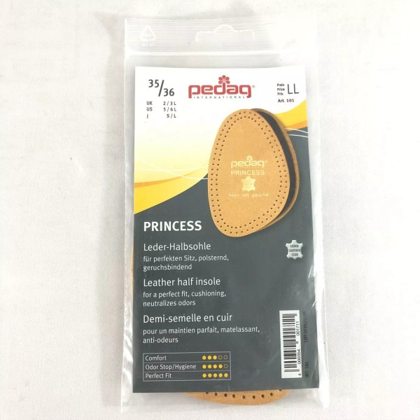 Pedag Princess Half Insole Leather Cushioning Odor Neutralizer Size 35/36